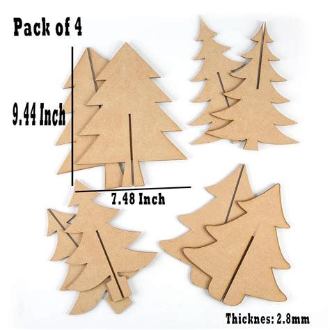 Buy Pack of 4 3D Christmas Tree Craft Unique Tree Designs on cliths ...