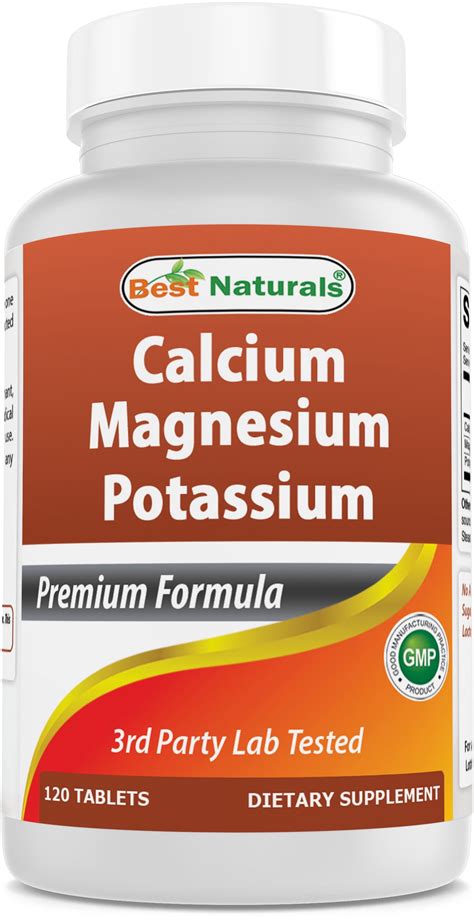 Best Naturals Pure Combo Calcium Magnesium Potassium Supplement - 120 ...
