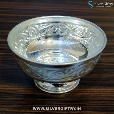 German Silver Prasadam Bowl With Stand Small – Silver Giftry