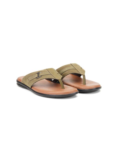 City Magic Olive Genuine Leather Thong Slipper For Men Cmm041004 C084 ...