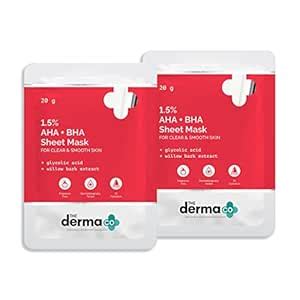 Buy The Derma Co 1.5% AHA + BHA Face Serum Sheet Mask With Glycolic ...