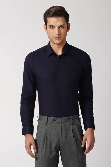 Buy Men Navy Full Sleeves Formal Shirt Online - 406413 | Peter England