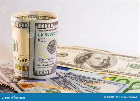 One Hundred Dollar Bills and Bills of One Hundred Euros. World& X27;s ...