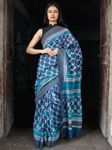 Bagru Authentic Hand Block Printed Chiffon Saree – InduBindu