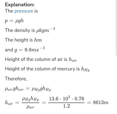Ex. 4. how high a column of air would be necessary to cause the ...