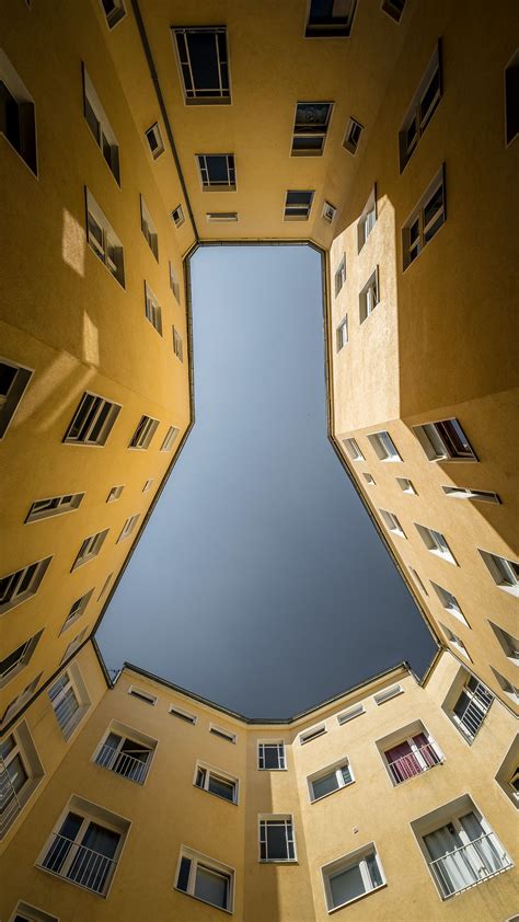Download wallpaper 1350x2400 building, facade, bottom view ...
