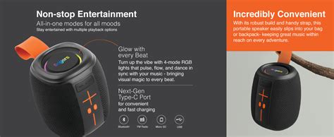 FINGERS SoundNugget-BT6 Bluetooth Portable Speaker (Compact, RGB Lights ...
