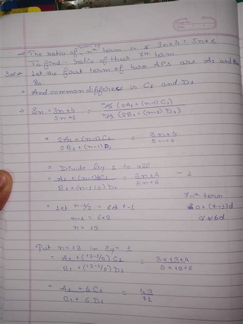 The ratio of the sum of n terms of two aps is (3n+4) : (5n+6). Find the ...