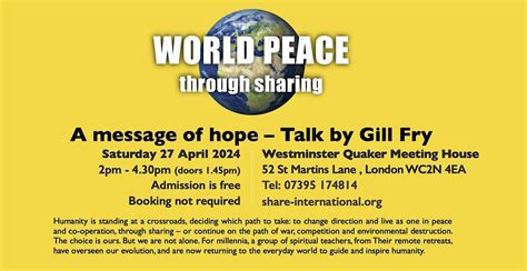 A Message of Hope, Westminster Quakers, London, 27 April 2024 | AllEvents