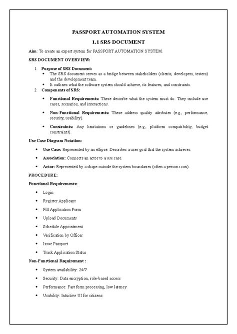 PASSPORT AUTOMATION SYSTEM 1.1 SRS & DESIGN ANALYSIS DOCUMENT - Studocu