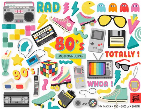 80s Doodle Clipart. Hand Drawn Eighties Nostalgia Etsy Canada - ikumen