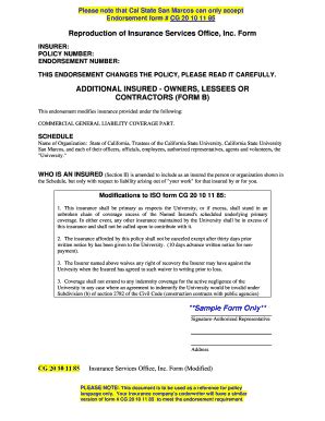 CA Form CG 20 10 11 85 - Fill and Sign Printable Template Online