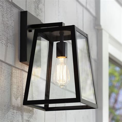 John Timberland Modern Outdoor Wall Light Fixture Black 13" Clear Glass ...