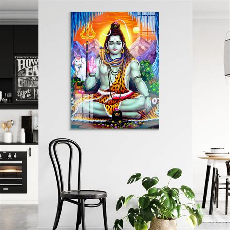 Stunning Glass Wall Paintings of Lord Shiva and His Divine Nandi for H ...