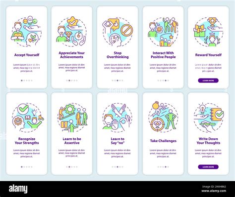Overcoming lack of confidence onboarding mobile app screen set Stock Vector Image & Art - Alamy