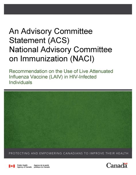 Recommendation on the Use of Live Attenuated Influenza Vaccine (LAIV) in HIV-Infected ...