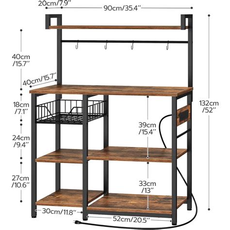 Microwave Stands: Kitchen Bakers Rack With Power Outlets, Shelves, Mic ...