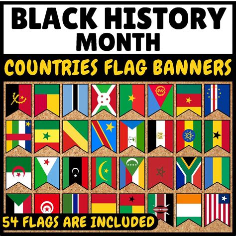 Black History Month Flag Banners | 54 African Country Flags Bulletin Board