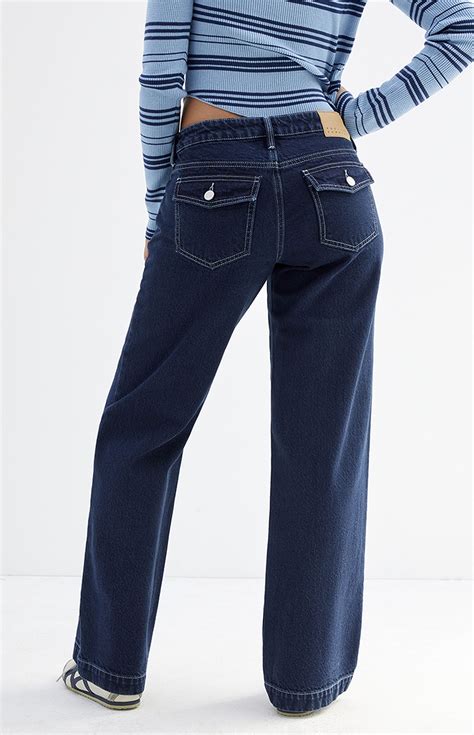 Pacsun Dark Indigo Seam Low Rise Girlfriend Jeans | Pacsun