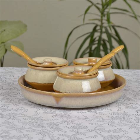 Agabani Ceramic Condiment Pots,Set of 3 Condiment Jar Spice Container ...