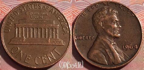 Монета США 1 цент 1964 года, KM# 201, 114b-058 - купить монеты США ...