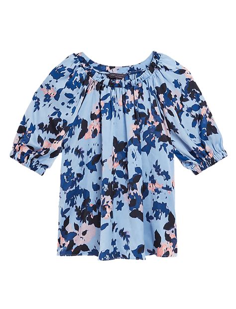 Buy Floral Round Neck Short Sleeve Blouses at Marks & Spencer