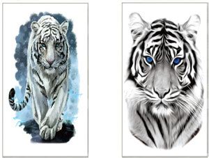 TATMODS Tiger Face With Ice Tiger 2 Sheet Combo Waterproof Men Woman ...