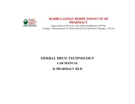Herbal DRUG Technology - MARRI LAXMAN REDDY INSTITUTE OF PHARMACY ...