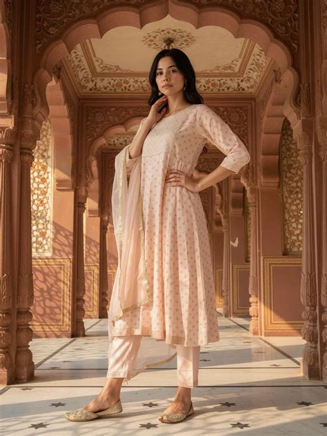 Poly Viscose Embroidered Anarkali Calf Length Kurta with Pant and Dupa ...