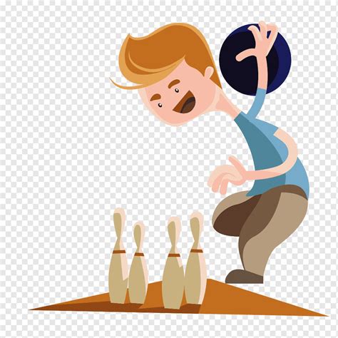 Bowling-Cartoonillustration mit zehn Stiften, Bowlingspielmädchen ...