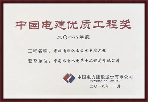 中国水利水电第十工程局有限公司 资质荣誉 优质工程奖