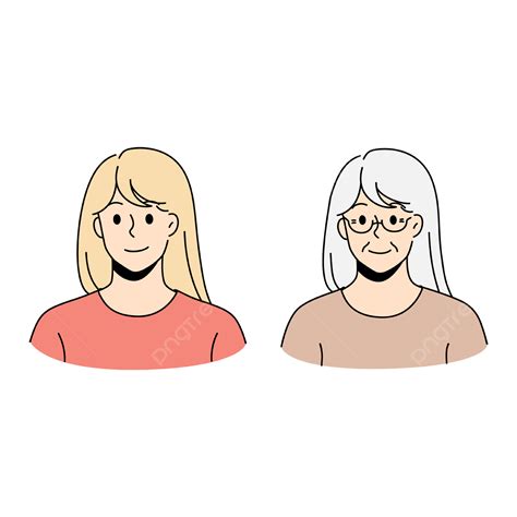 Young And Old Woman Face Comparison, Aging, Woman, Face PNG and Vector with Transparent ...