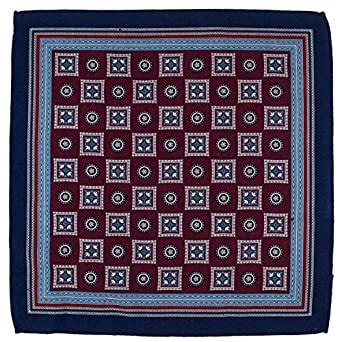 The Tie Hub Vexed Geo Burgundy & Blue 100% Wool Pocket Square For Men ...