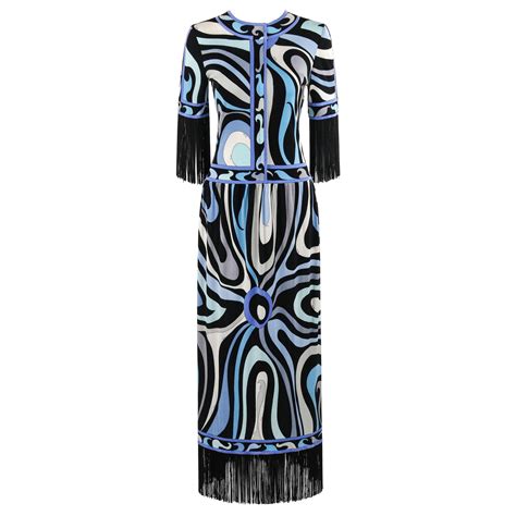 EMILIO PUCCI 1960s Multicolor Rose Print Sleeveless Velvet Maxi Dress ...