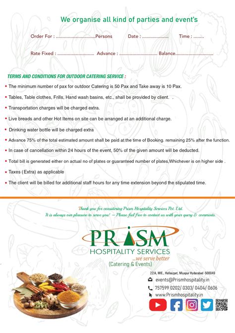 Delicious Veg Menus in Hyderabad | Prism Hospitality Services Pvt Ltd