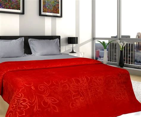 Buy Shivam Concepts superwarm and Soft Polyester red Double Bed Blanket ...