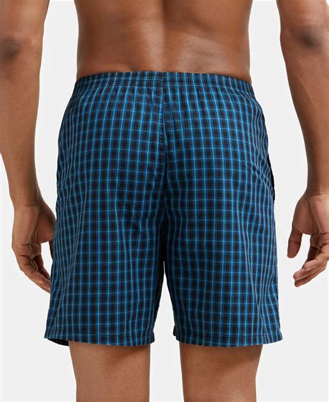 Buy Super Combed Mercerized Cotton Woven Checkered Boxer Shorts with ...
