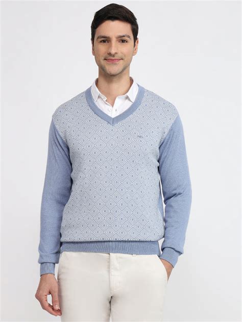 Colorplus Men Blue Jacquard Regular Fit Acrylic Blend Sweatshirt ...
