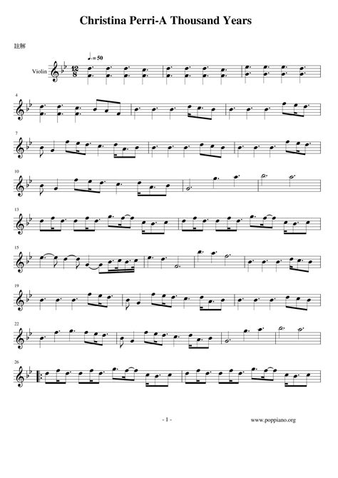 Christina Perri-A Thousand Years Violin Score pdf, -ア・サウザンド・イヤーズ 楽譜 ...