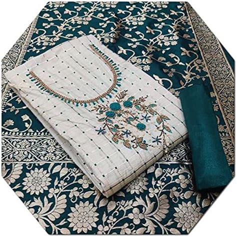 Buy Kanudo Women's Pure Cotton Embroidered Salwar Suit Dress Material ...