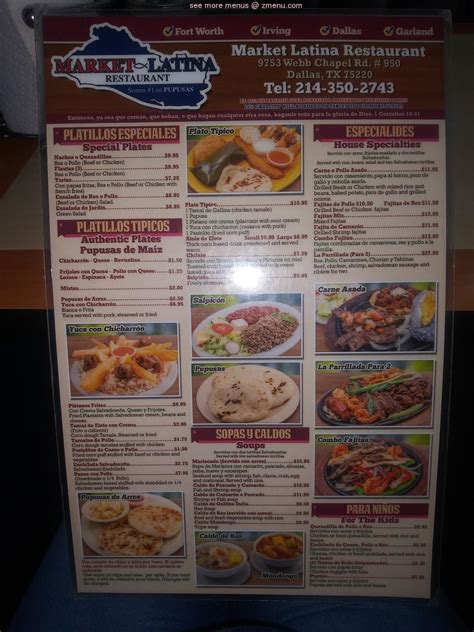 Menu at Market Latina Restaurant, Dallas, Webb Chapel Rd Ste 950