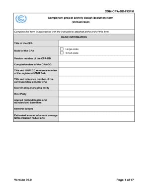 Fillable Online cdm unfccc CDM-CPA-DD-FORM Component project activity ...