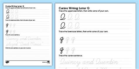 Image result for Cursive Q Practice Sheets