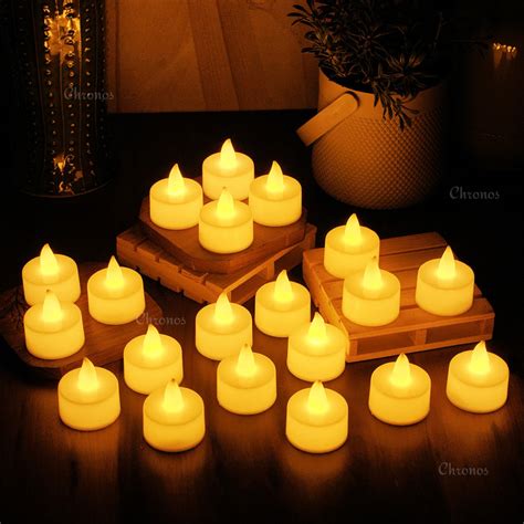 Flickering Yellow LED Tea Light Candles | Realistic Flame Effect ...