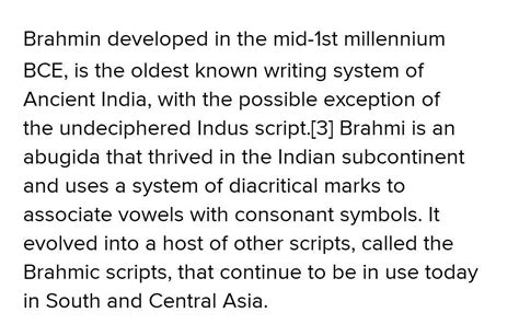 brahmi is the oldest scripts of Asian sub continent (start with very ...