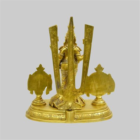 14" Balaji Brass Idol, with Auspicious Shanka and Chakra – Shobitam India