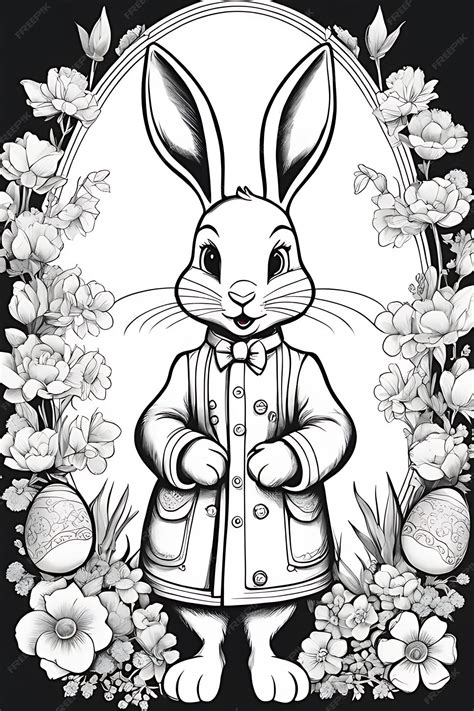 Kolorowanka z króliczkiem wielkanocnym, kolorowanka świąteczna, szkic ...