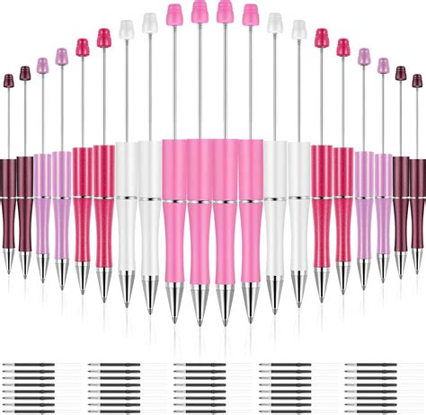 Amazon.com : jiebor 30Pcs Purple Beadable Pens Plastic Bead Pen Black ...