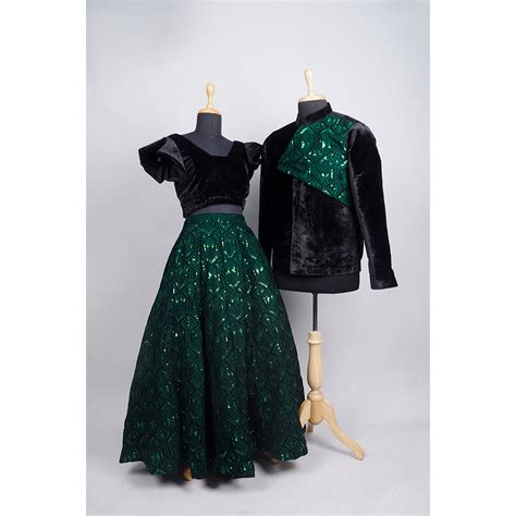 Emerald Green Velvet Couple Outfit – Matching Glam Set for Him & Her ...