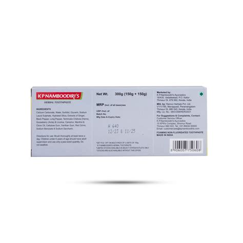 Herbal Toothpaste | Kp Namboodiris/ Unique Natural Herbal Formulation/